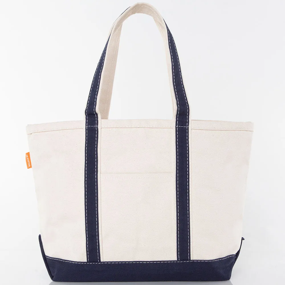 Custom Medium Canvas Boat Tote Bag with Shadow Block Initial