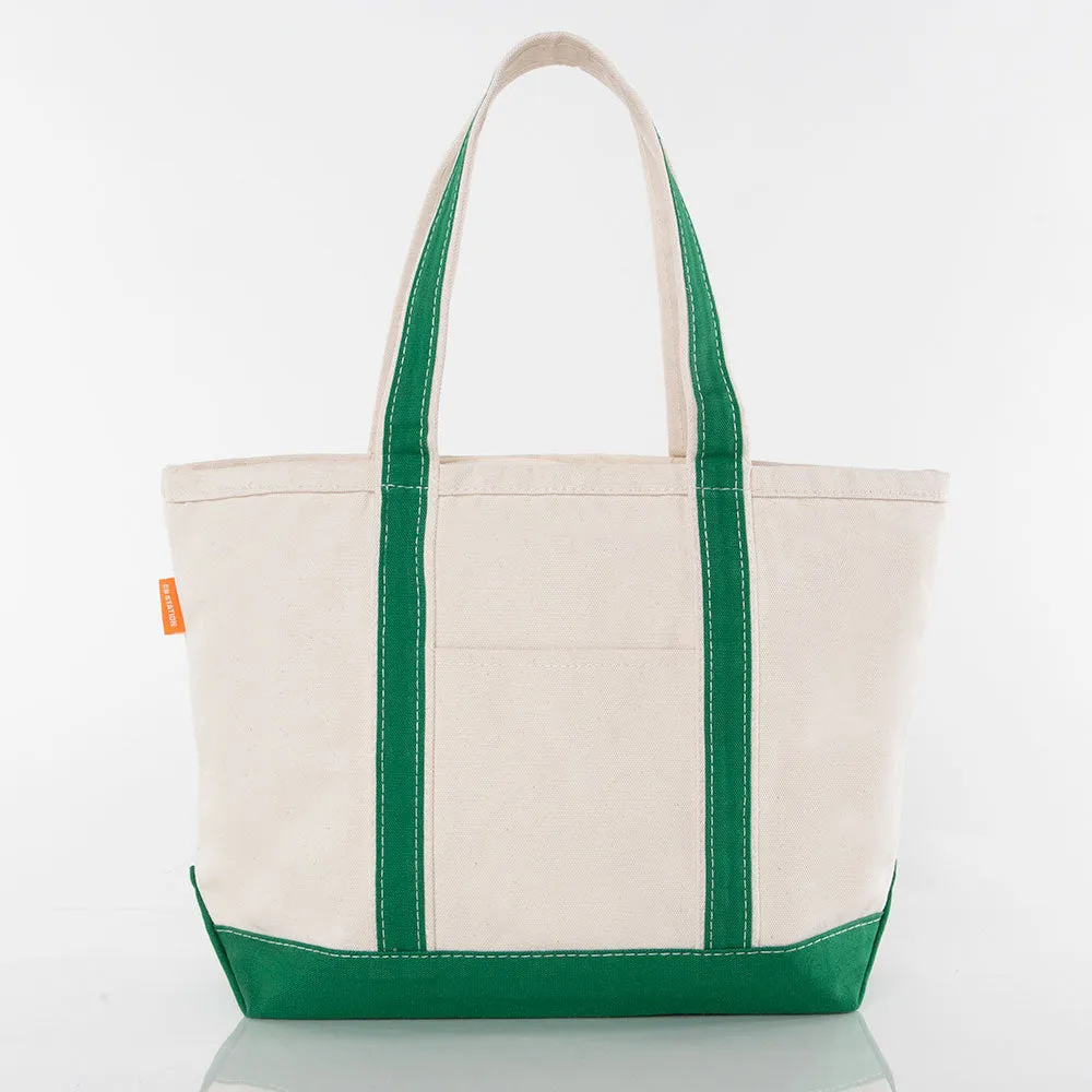 Custom Medium Canvas Boat Tote Bag with Shadow Block Initial