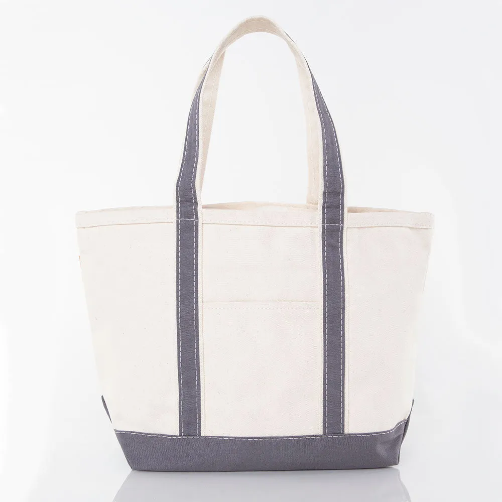 Custom Medium Canvas Boat Tote Bag with Shadow Block Initial