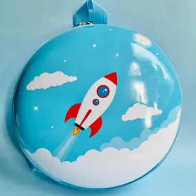 Cute Space Rocket Theme Round Hard Shell Bag for Kindergarten Kids