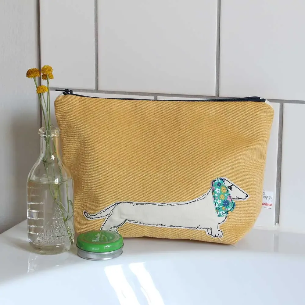 Dachshund Embroidered Large Makeup Bag