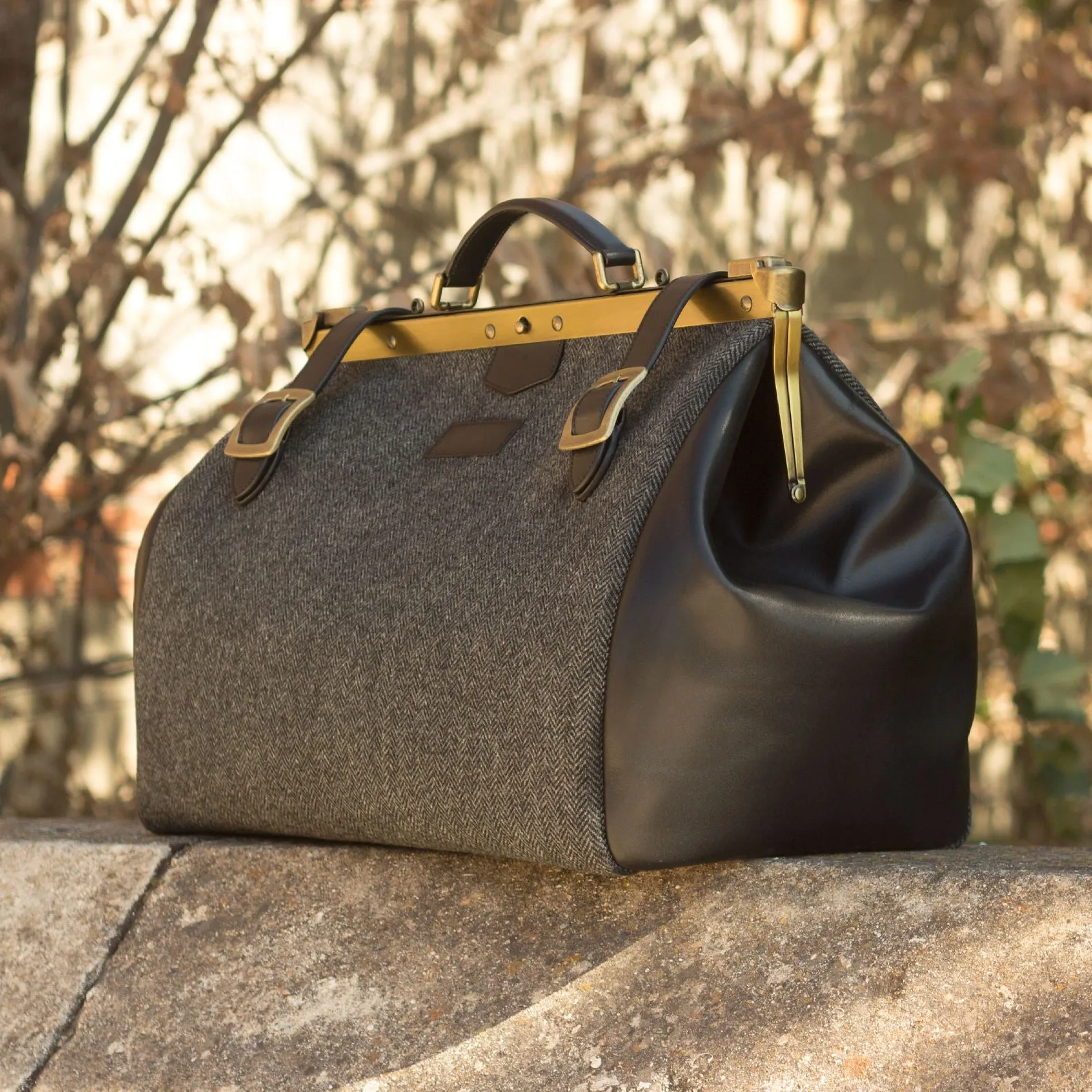 DapperFam Luxe Men's Doctor Bag in Herringbone Sartorial