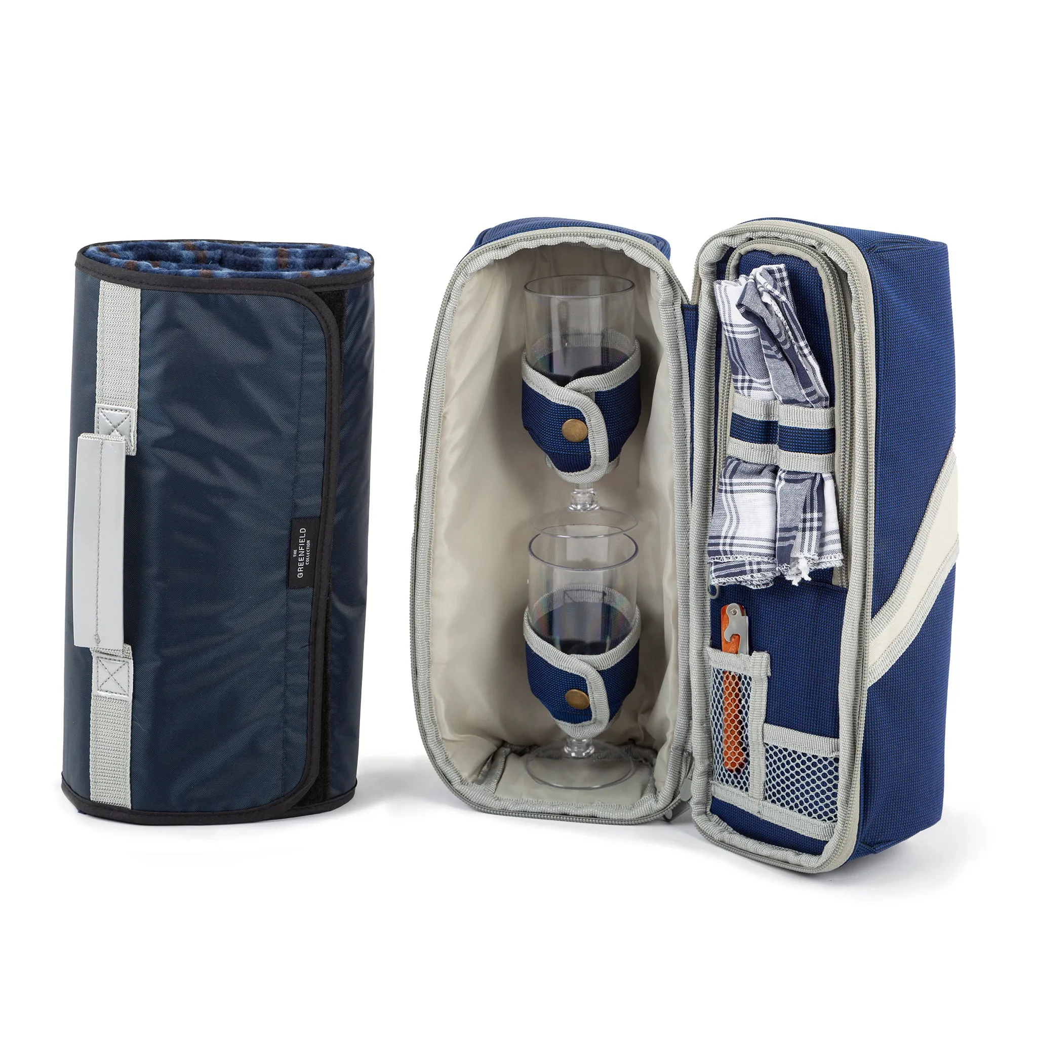 Deluxe Wine Cooler Bag for Two People with Matching Picnic Blanket