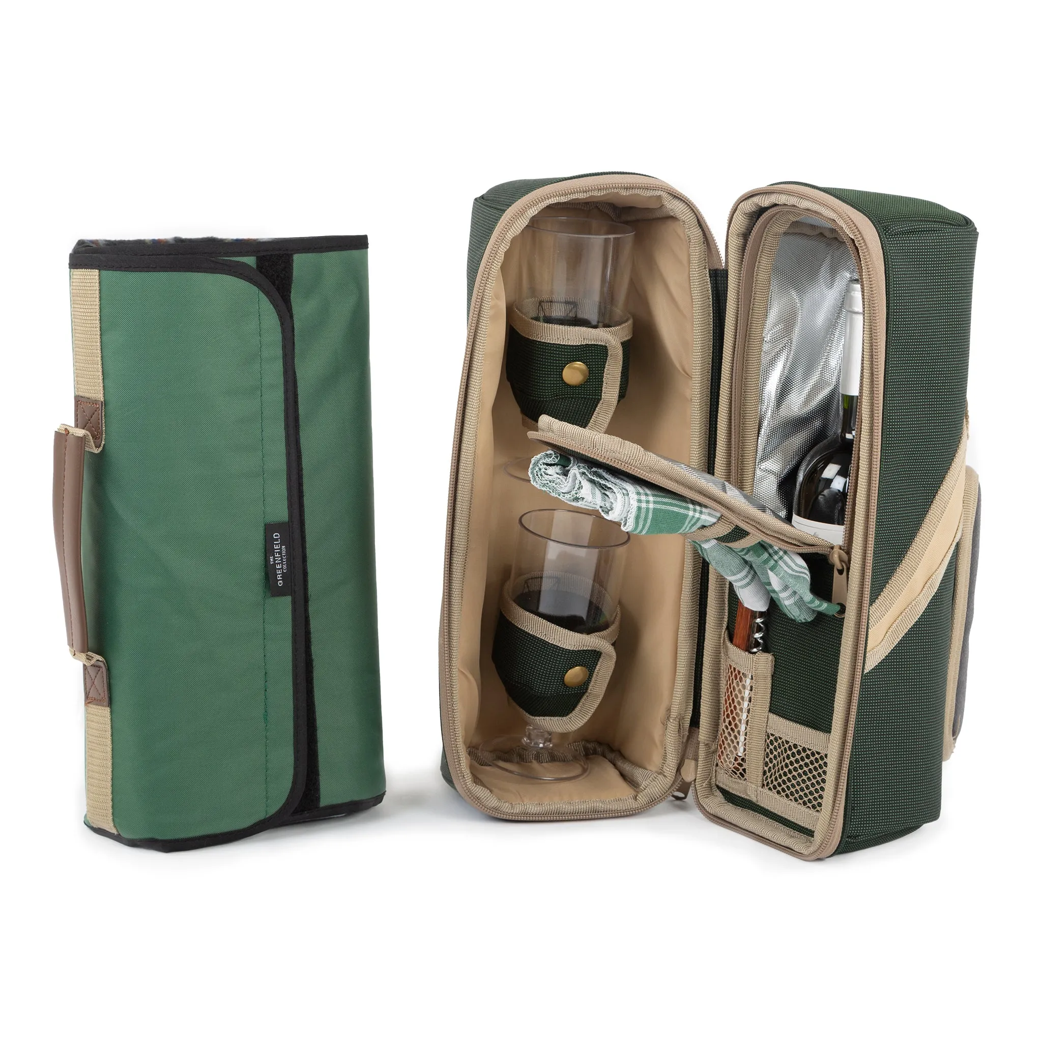 Deluxe Wine Cooler Bag for Two People with Matching Picnic Blanket