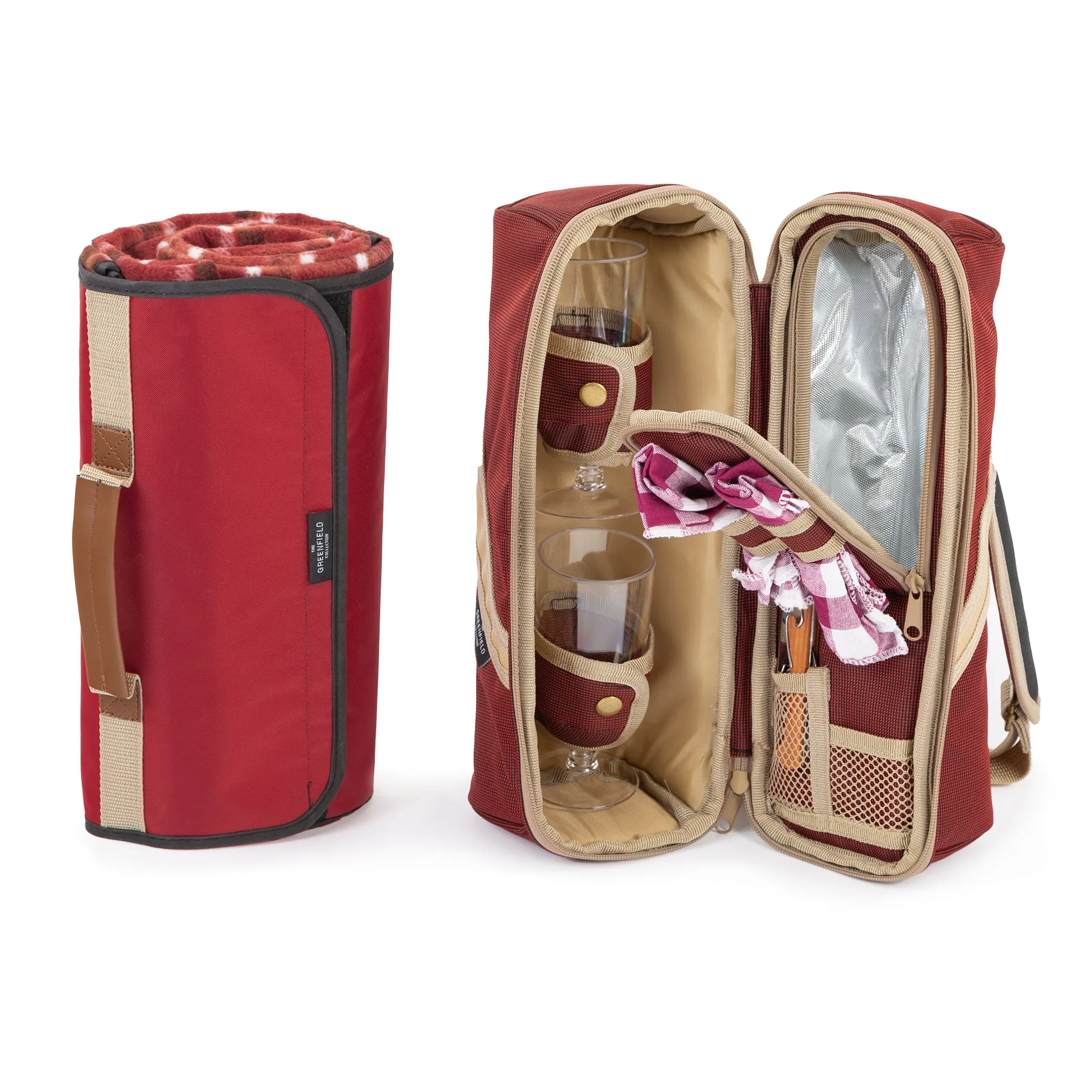 Deluxe Wine Cooler Bag for Two People with Matching Picnic Blanket