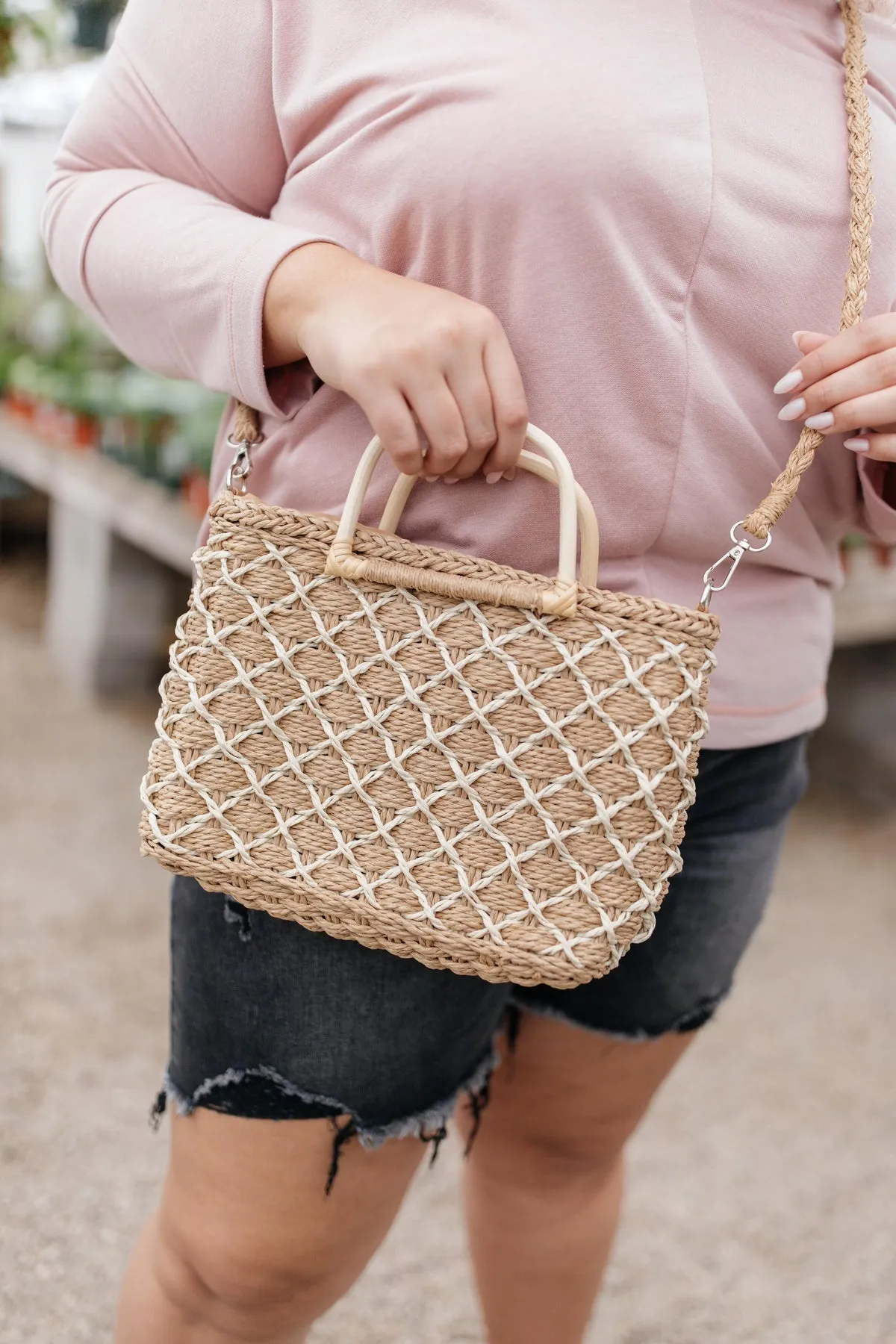 Diamond Weave Straw Bag