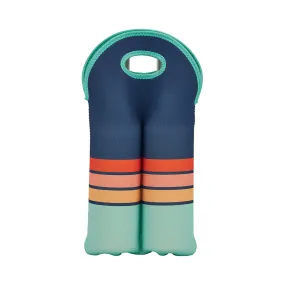 Double Bottle Bag - Neoprene - Navy Sunrise