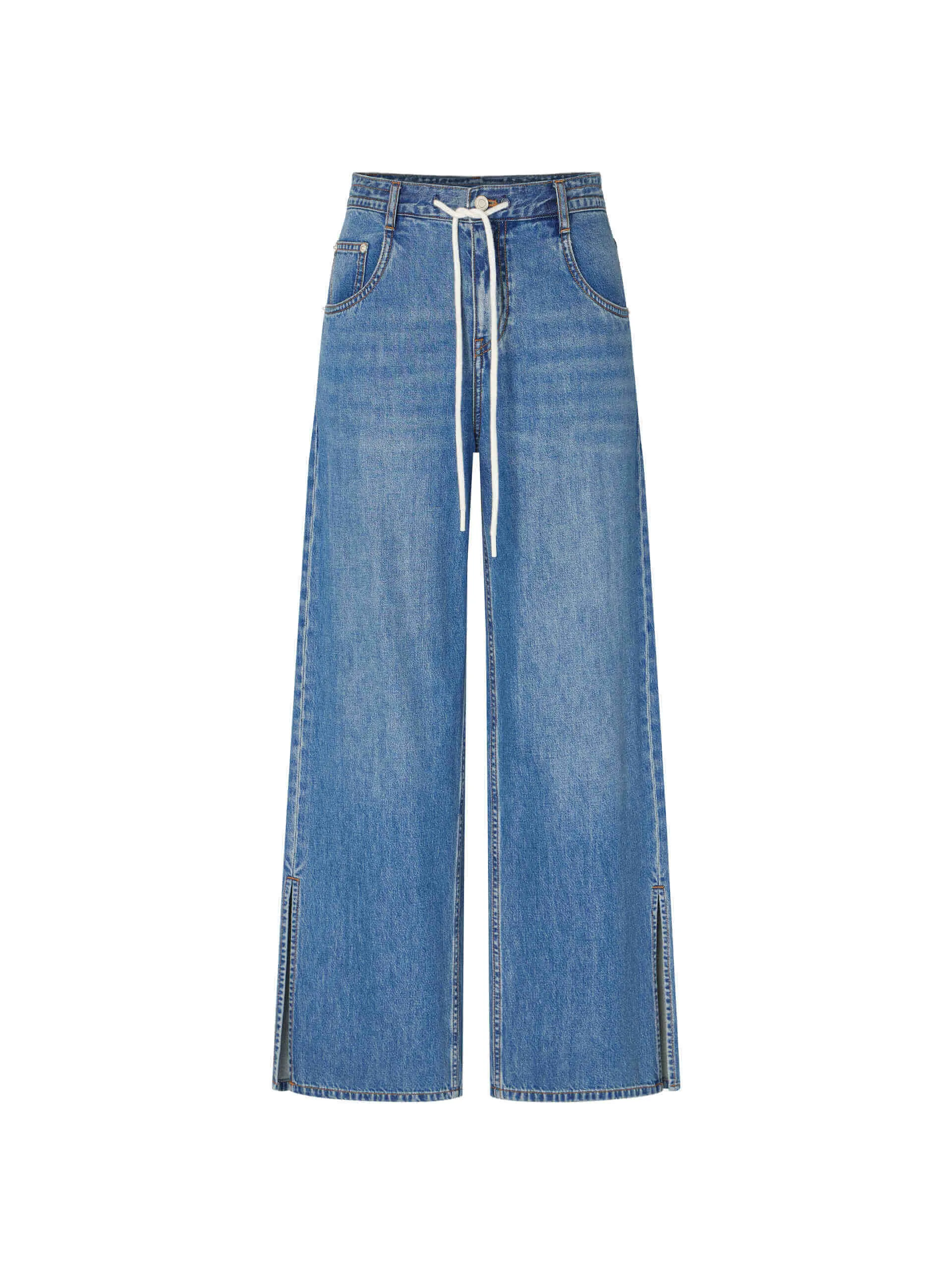 Drawstring Straight Leg Jeans