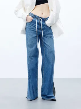 Drawstring Straight Leg Jeans