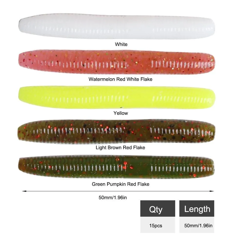 Dr.Fish 15pcs Ice Fishing Soft Worms 1.96''