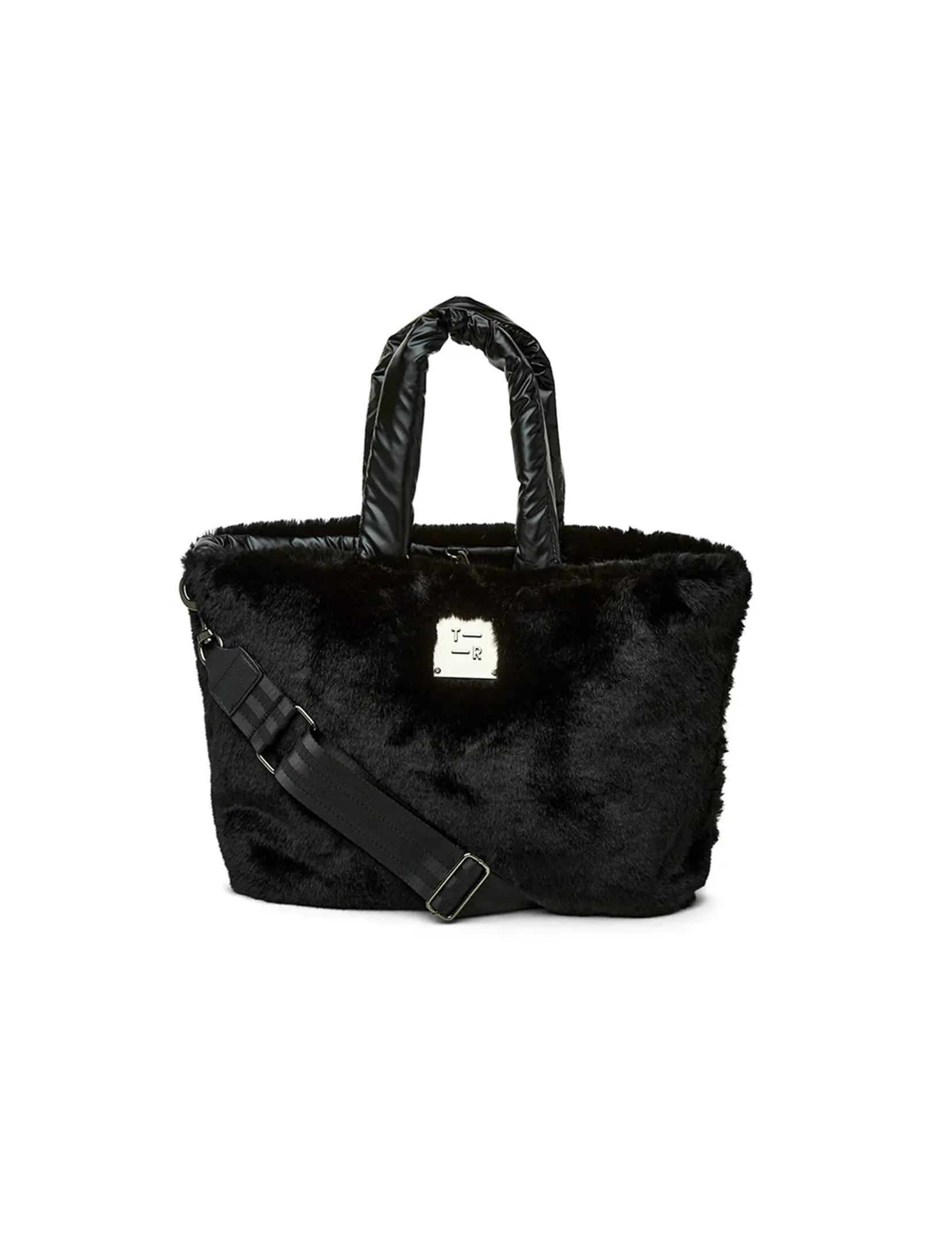 Duplex Reversible Faux Fur Tote, Black