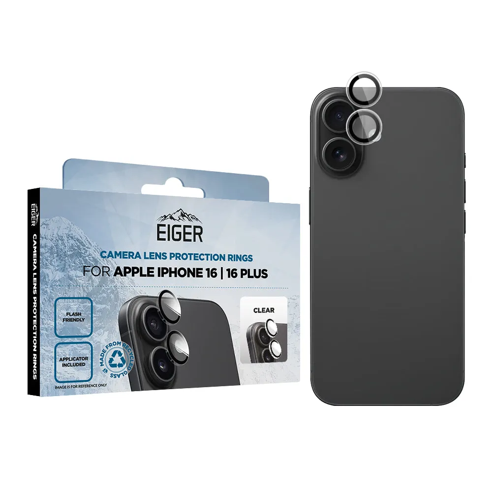 Eiger Mountain Glass Camera Lens Protection Rings for Apple iPhone 16 / 16 Plus