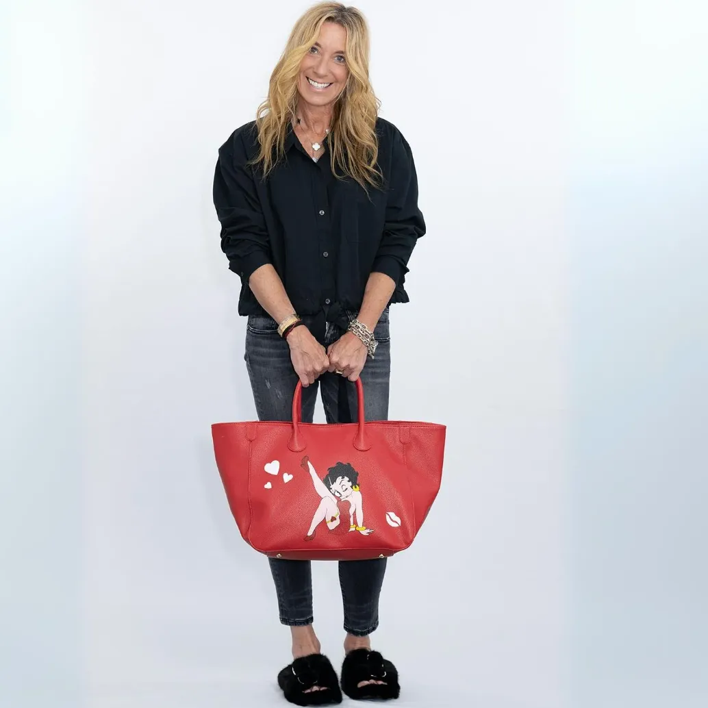 Everyday Vegan Leather Tote - Hand Painted Betty Boop