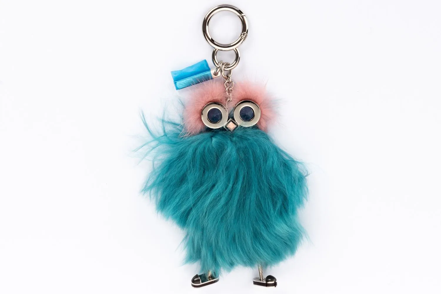 Fendi Owl with Leg Blue & Pink Fur Bag Charm