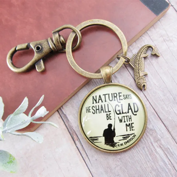 Fisherman Keychain, Rustic Key Ring Gift for Outdoorsman or Sportsman