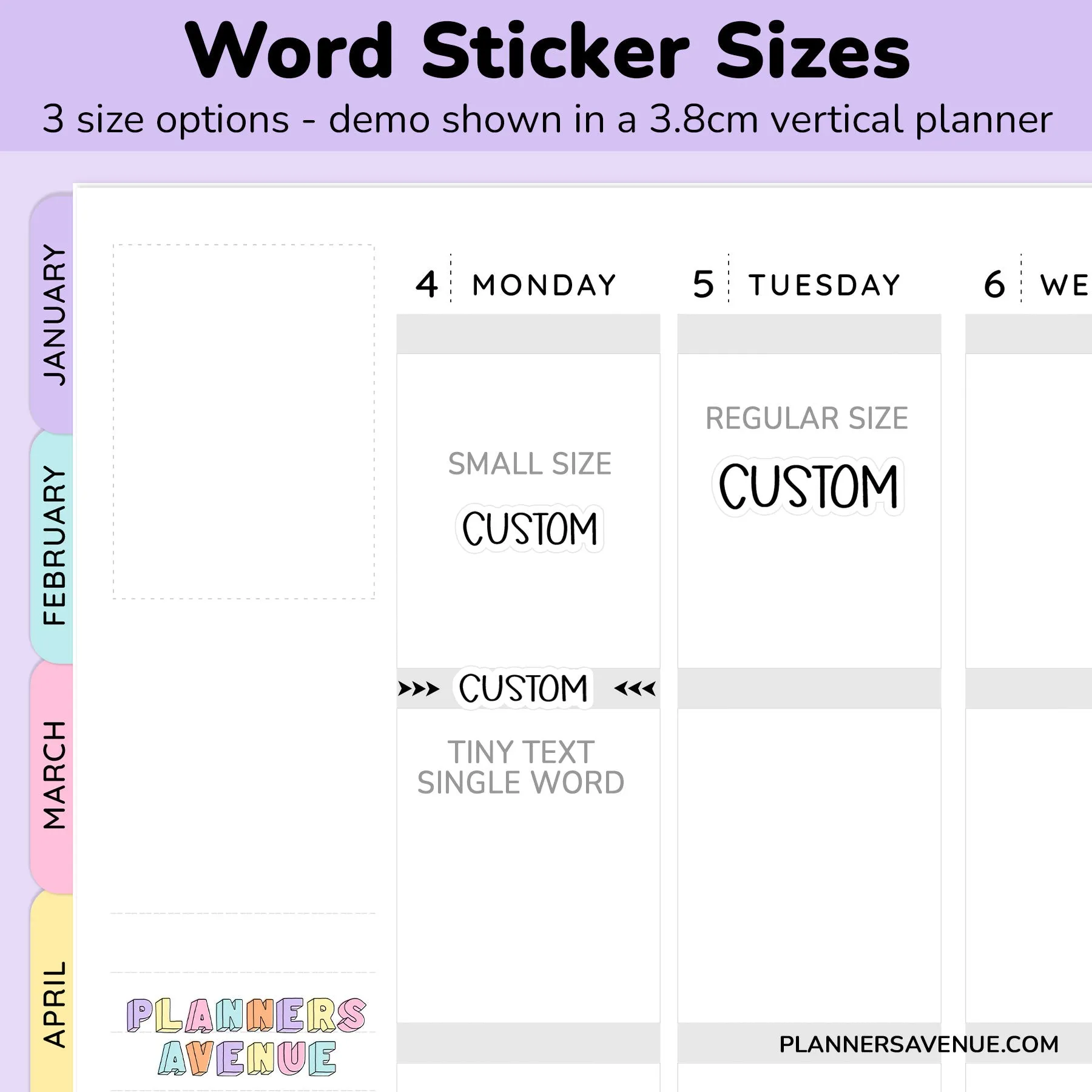 Foil Custom Text Word Planner Stickers | 2 Sizes Single Line