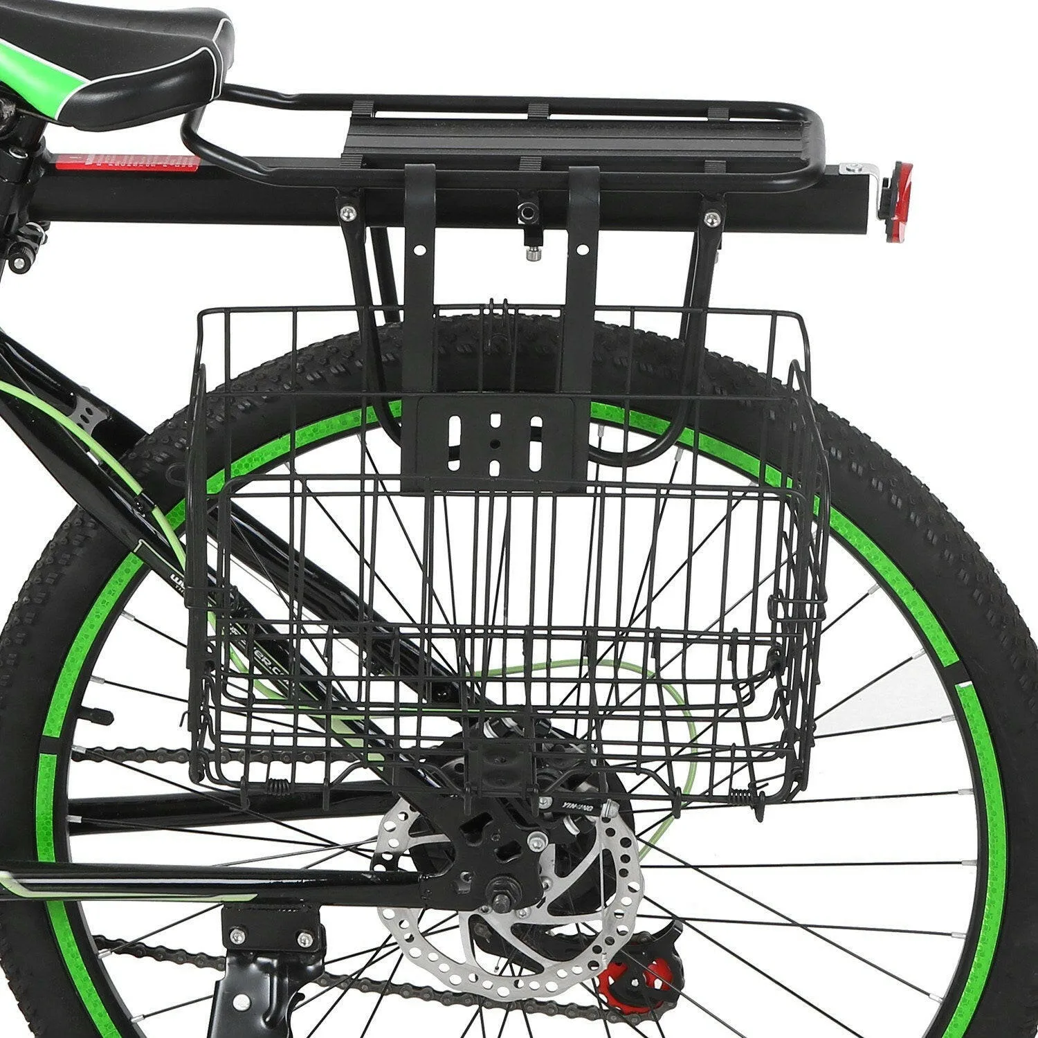 Folding Bike Basket Detchable Steel Wire Bike Handlebar Front Basket Bicycle Rear Rack Hanging Basket Cycling Cargo Carrier