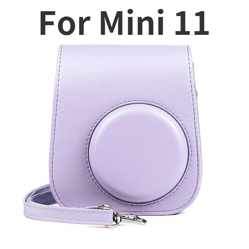 For Fujifilm Polaroid Film Camera Bag with Shoulder Strap for Instax Mini 11 Camera Case PU Leather Soft Silicone Cover Bag