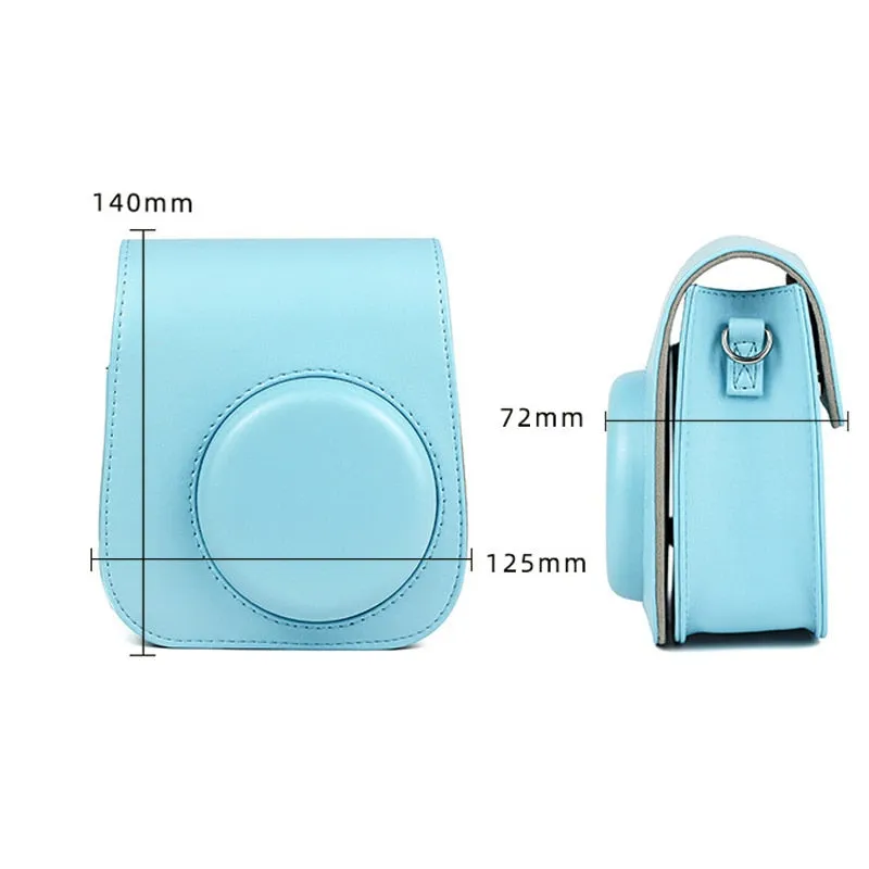 For Fujifilm Polaroid Film Camera Bag with Shoulder Strap for Instax Mini 11 Camera Case PU Leather Soft Silicone Cover Bag