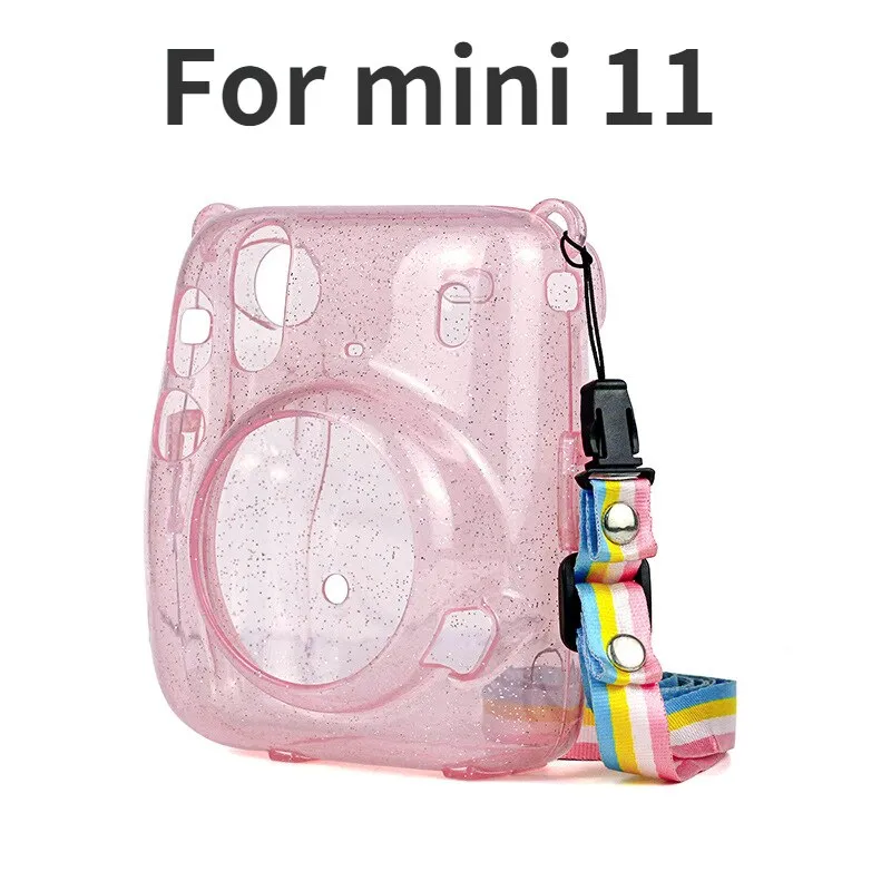 For Fujifilm Polaroid Film Camera Bag with Shoulder Strap for Instax Mini 11 Camera Case PU Leather Soft Silicone Cover Bag