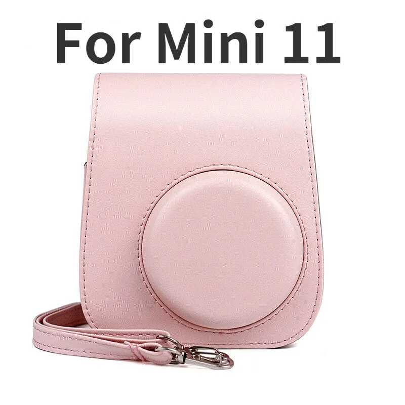 For Fujifilm Polaroid Film Camera Bag with Shoulder Strap for Instax Mini 11 Camera Case PU Leather Soft Silicone Cover Bag