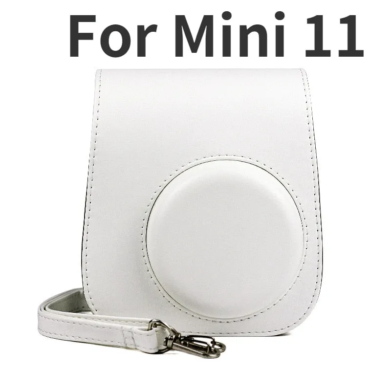 For Fujifilm Polaroid Film Camera Bag with Shoulder Strap for Instax Mini 11 Camera Case PU Leather Soft Silicone Cover Bag