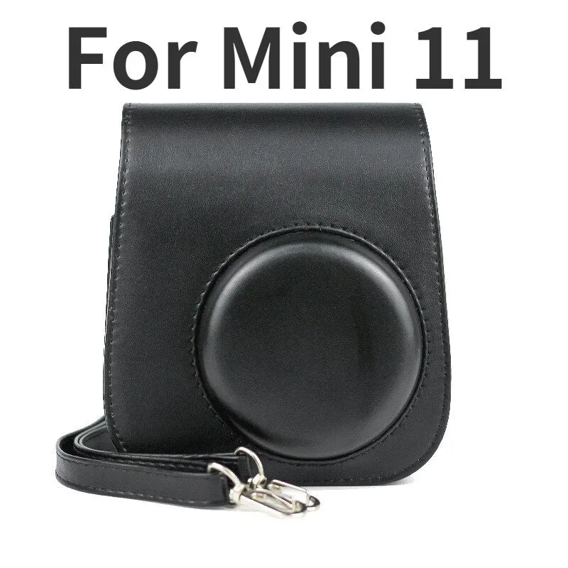 For Fujifilm Polaroid Film Camera Bag with Shoulder Strap for Instax Mini 11 Camera Case PU Leather Soft Silicone Cover Bag