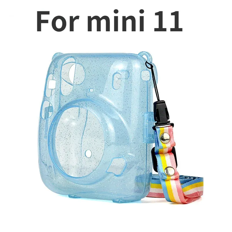 For Fujifilm Polaroid Film Camera Bag with Shoulder Strap for Instax Mini 11 Camera Case PU Leather Soft Silicone Cover Bag