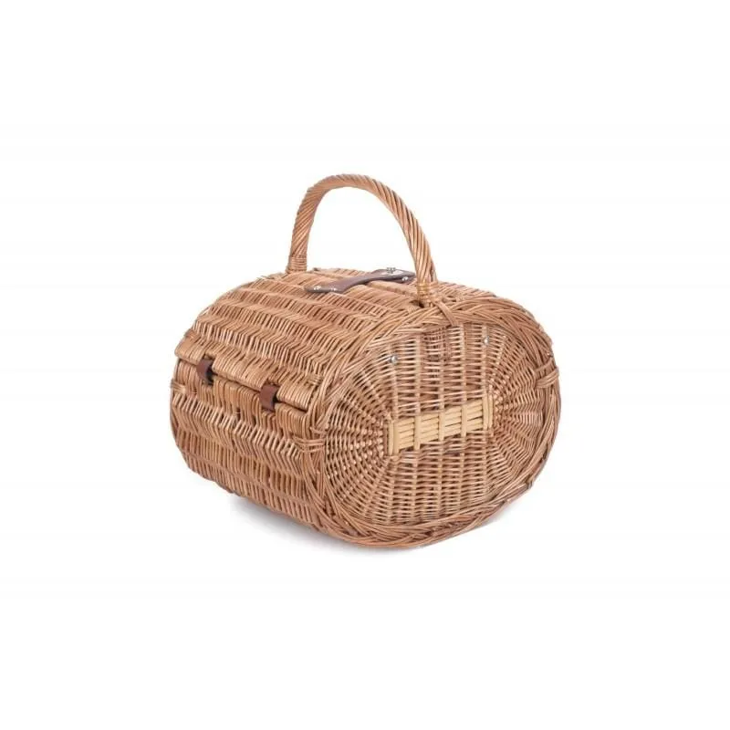 Four Person Oval Picnic Basket Hamper Fully Fitted in Green Tweed by Willow