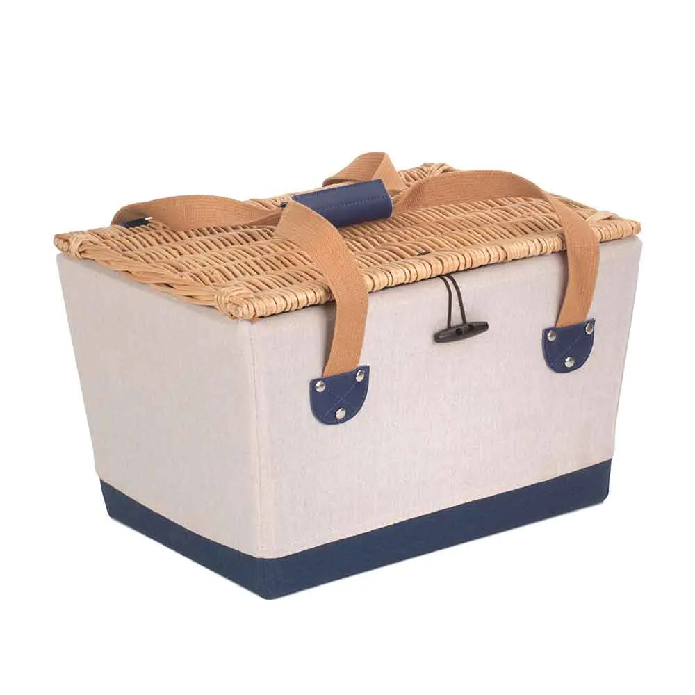 Fully Fitted Picnic Basket Hamper in Blue and White Two Person 112 by Willow