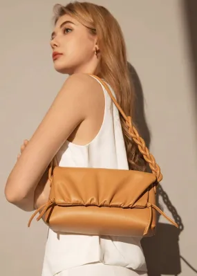 Genuine Leather Flap Wrinkle Shoulder Bag