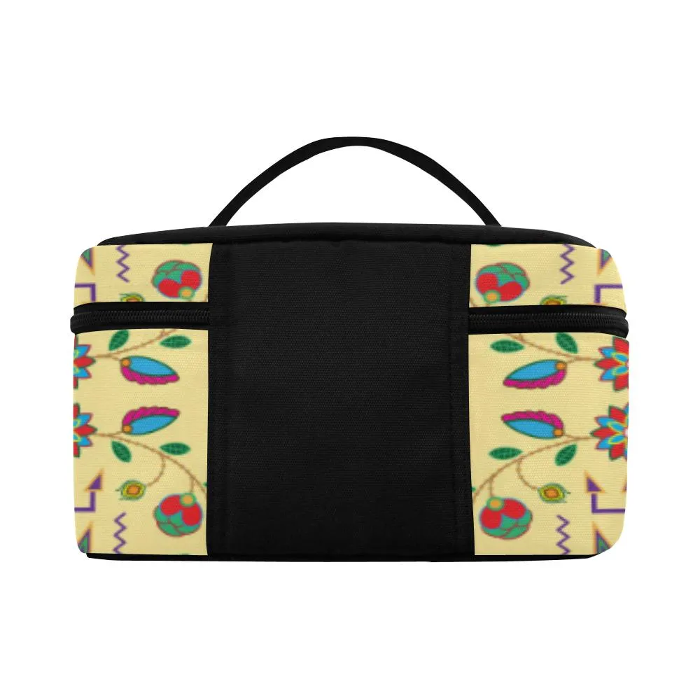 Geometric Floral Fall - Vanilla Cosmetic Bag/Large