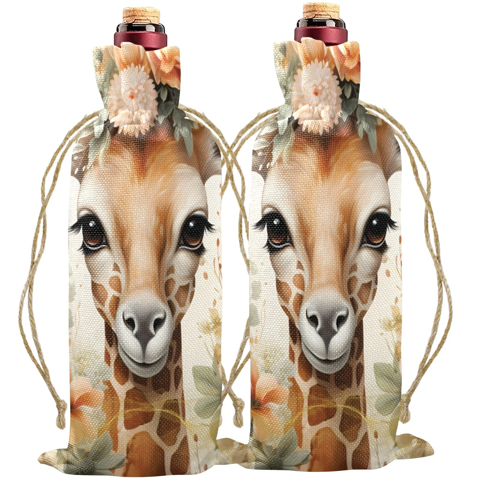 Giraffe awd422 Linen Wine Bottle Bag