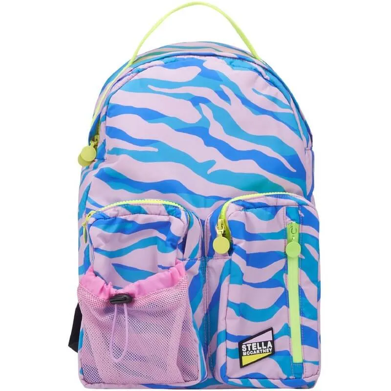 Girls Blue & Pink Zebra Print Backpack