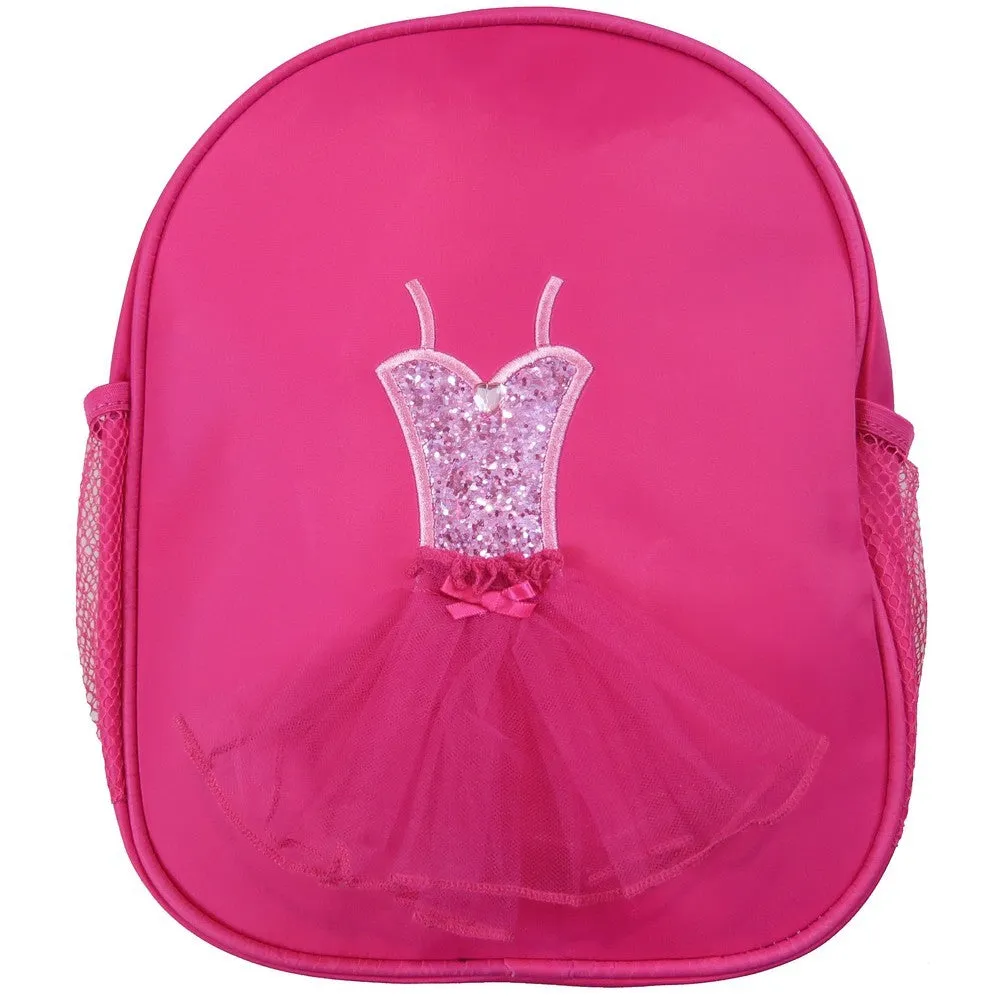 Girls Hot Pink Glitter Ballet Tutu Dress Detail Stylish Backpack