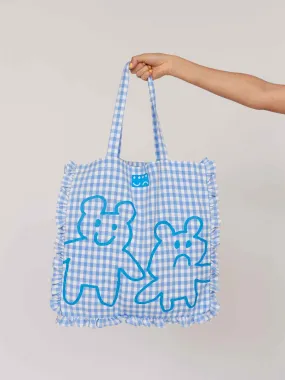 Grin and Bear it Gingham Frill Tote Bag