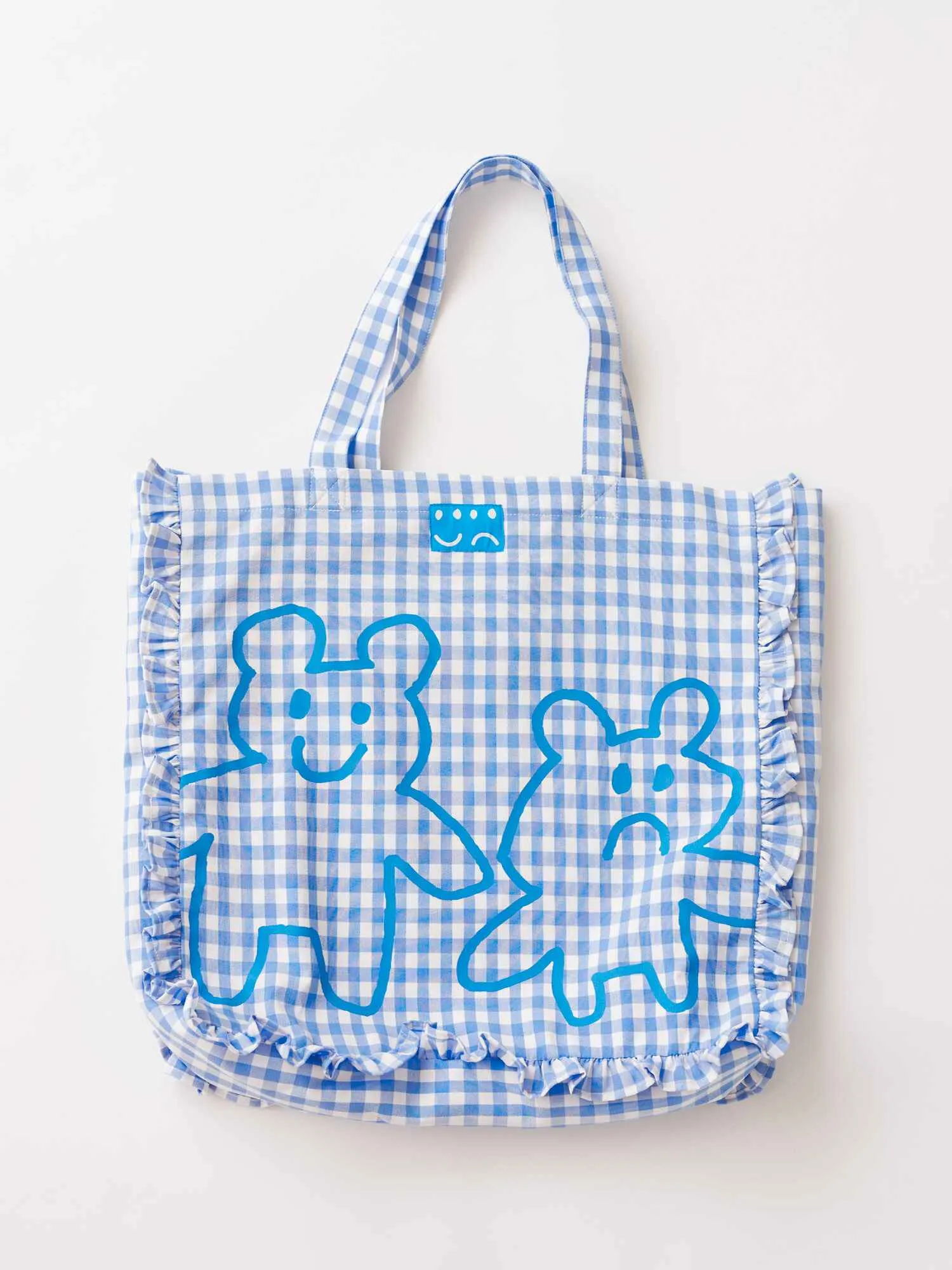 Grin and Bear it Gingham Frill Tote Bag