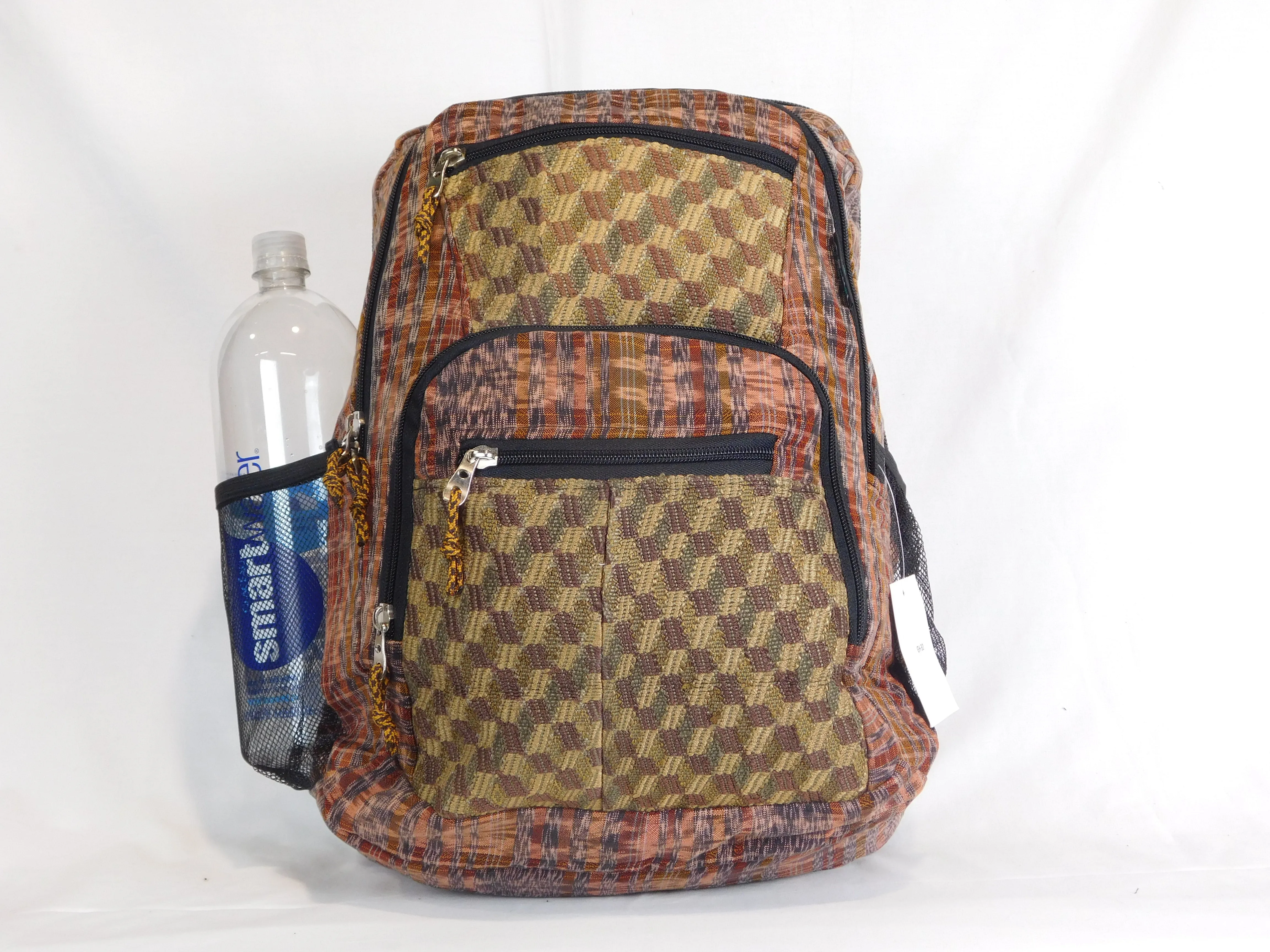 Hand-Woven Backpack with Hand-Brocaded Accents (Large)