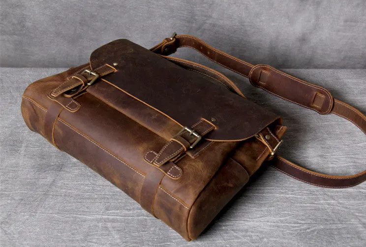 Handmade Vintage Leather Messenger Bag Men Crossbody Bag