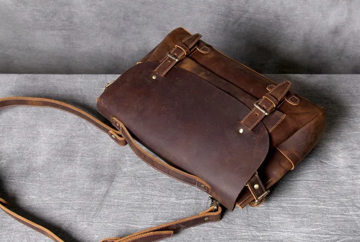 Handmade Vintage Leather Messenger Bag Men Crossbody Bag