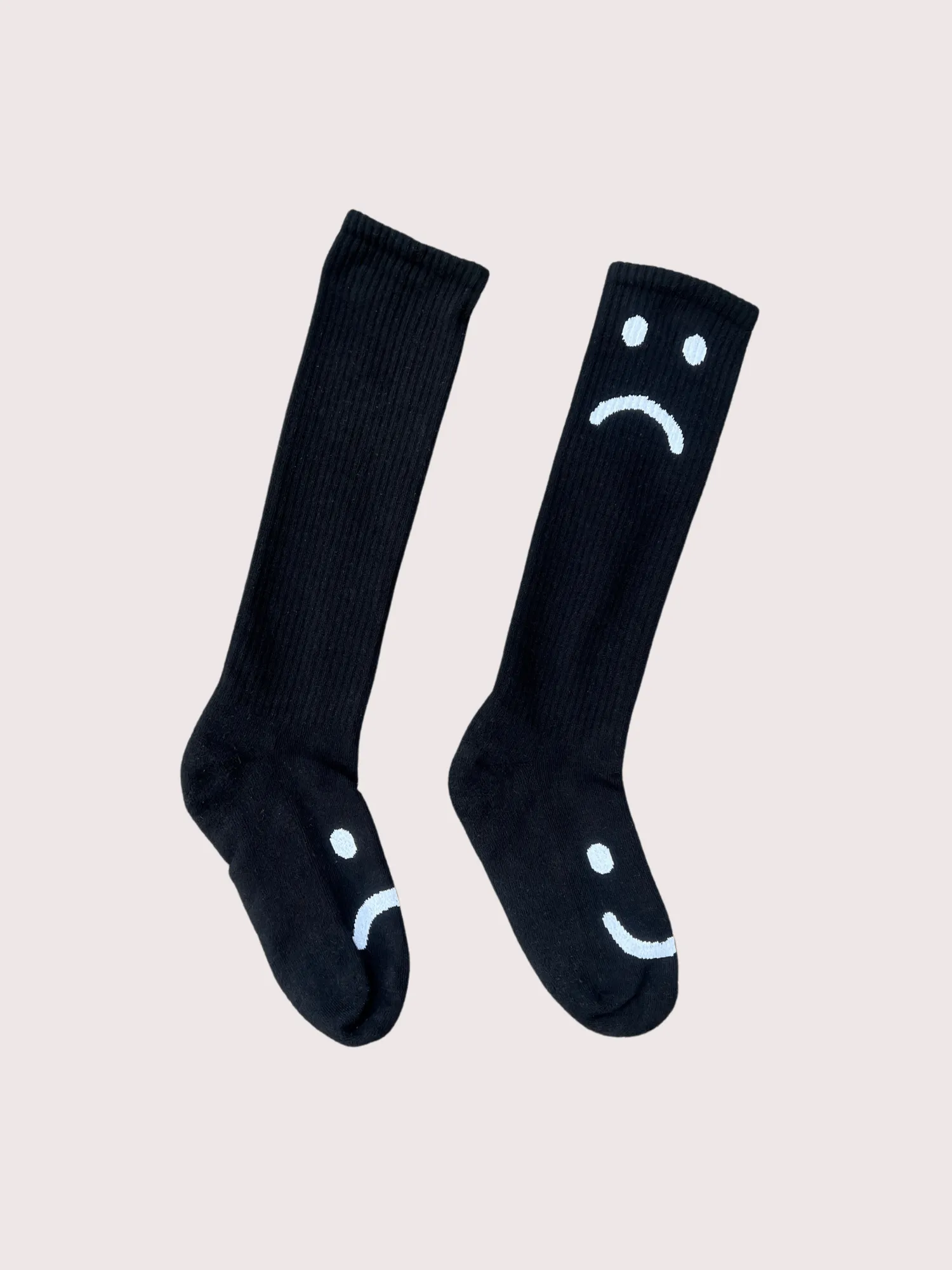 Happy Sad Black Long Socks