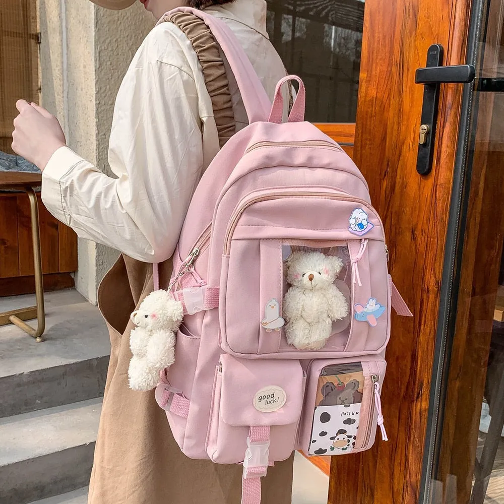 High School Girls Backpack High Capacity School Bags For Teenage Girls Multi Pockets Kawaii Backpack Women Harajuku Cute Mochila