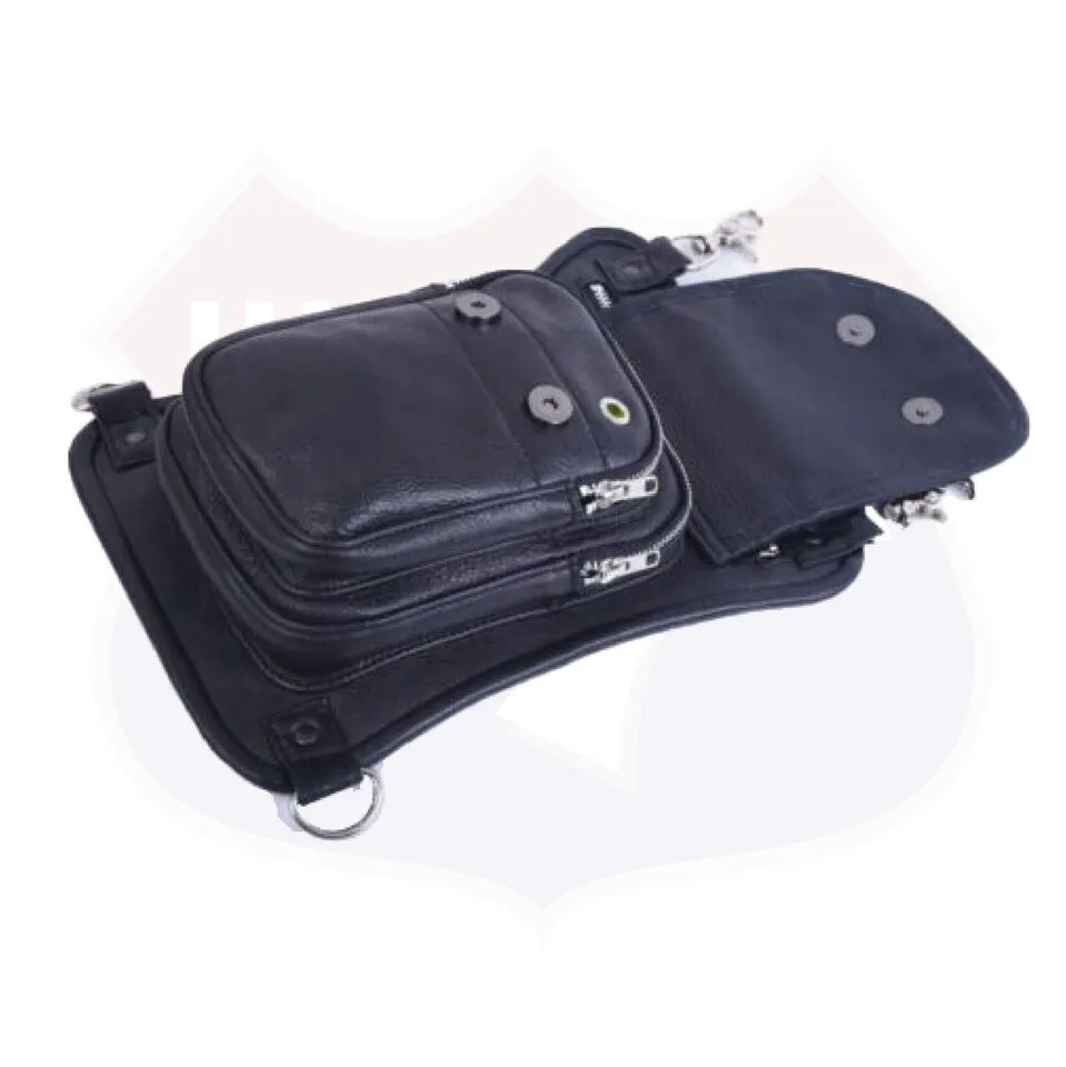 HL80191BLACK Thigh Bag made of Leather used as a drop leg bag