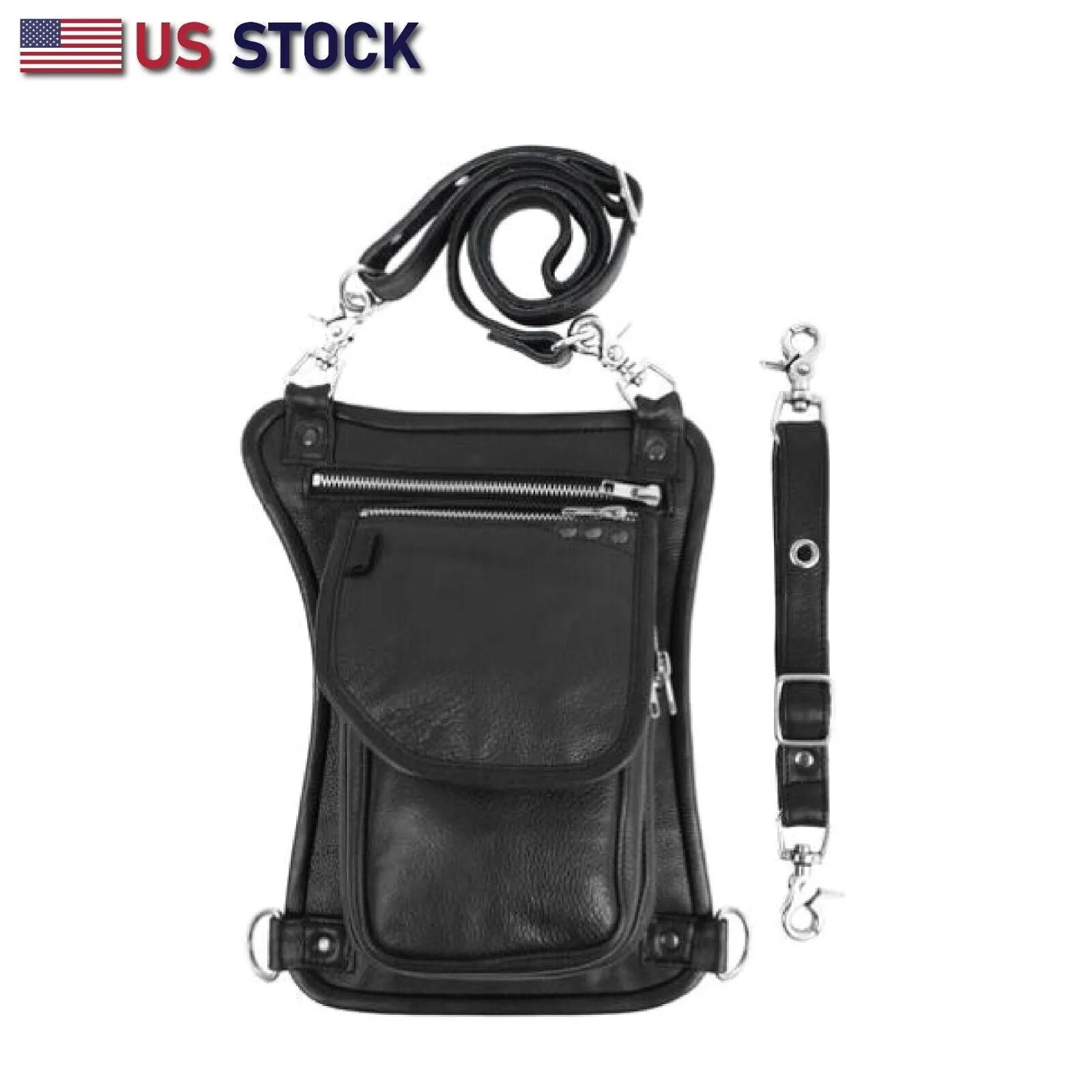 HL80191BLACK Thigh Bag made of Leather used as a drop leg bag