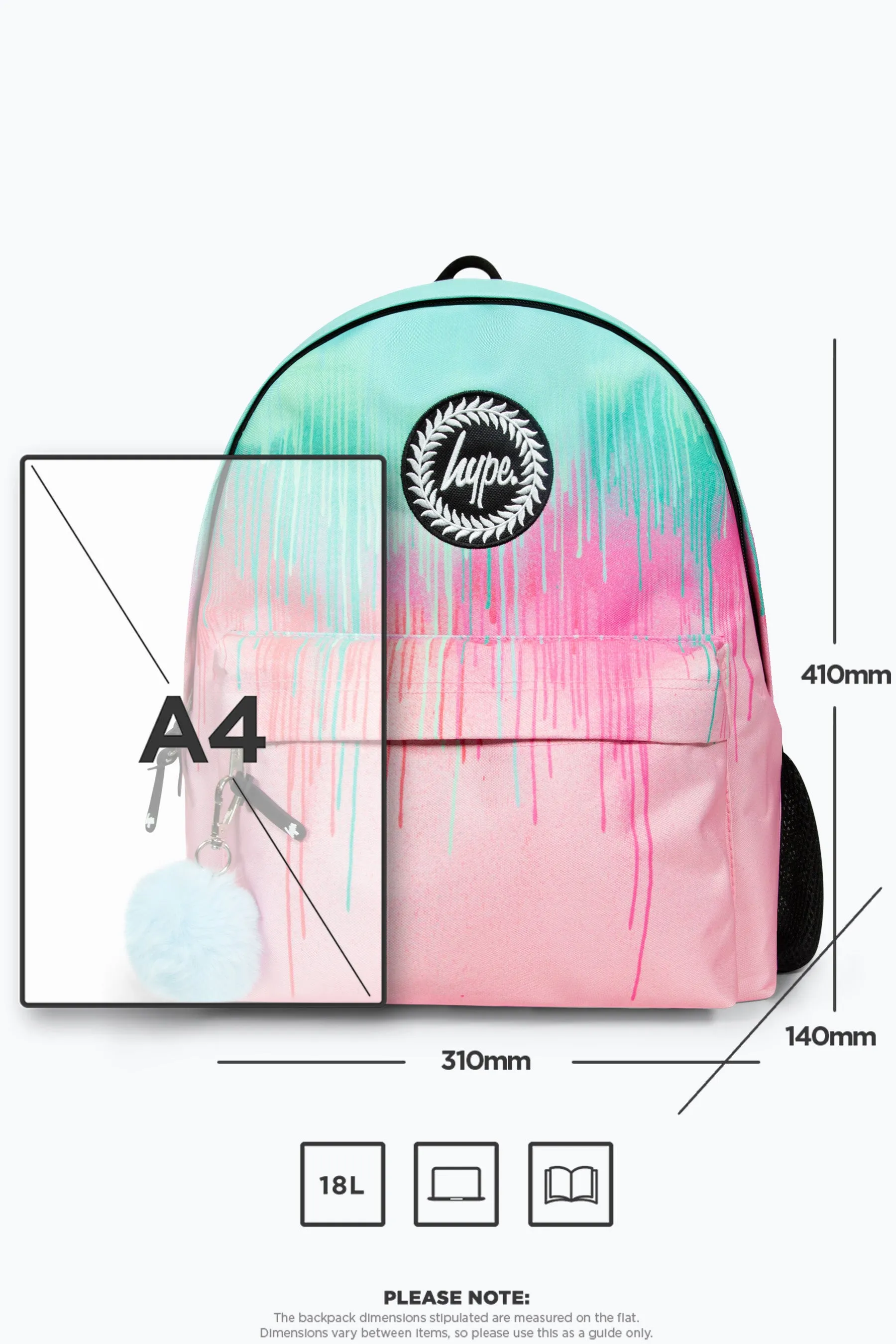 Hype Iconic Pink/Teal Pastel Drips Girls Backpack