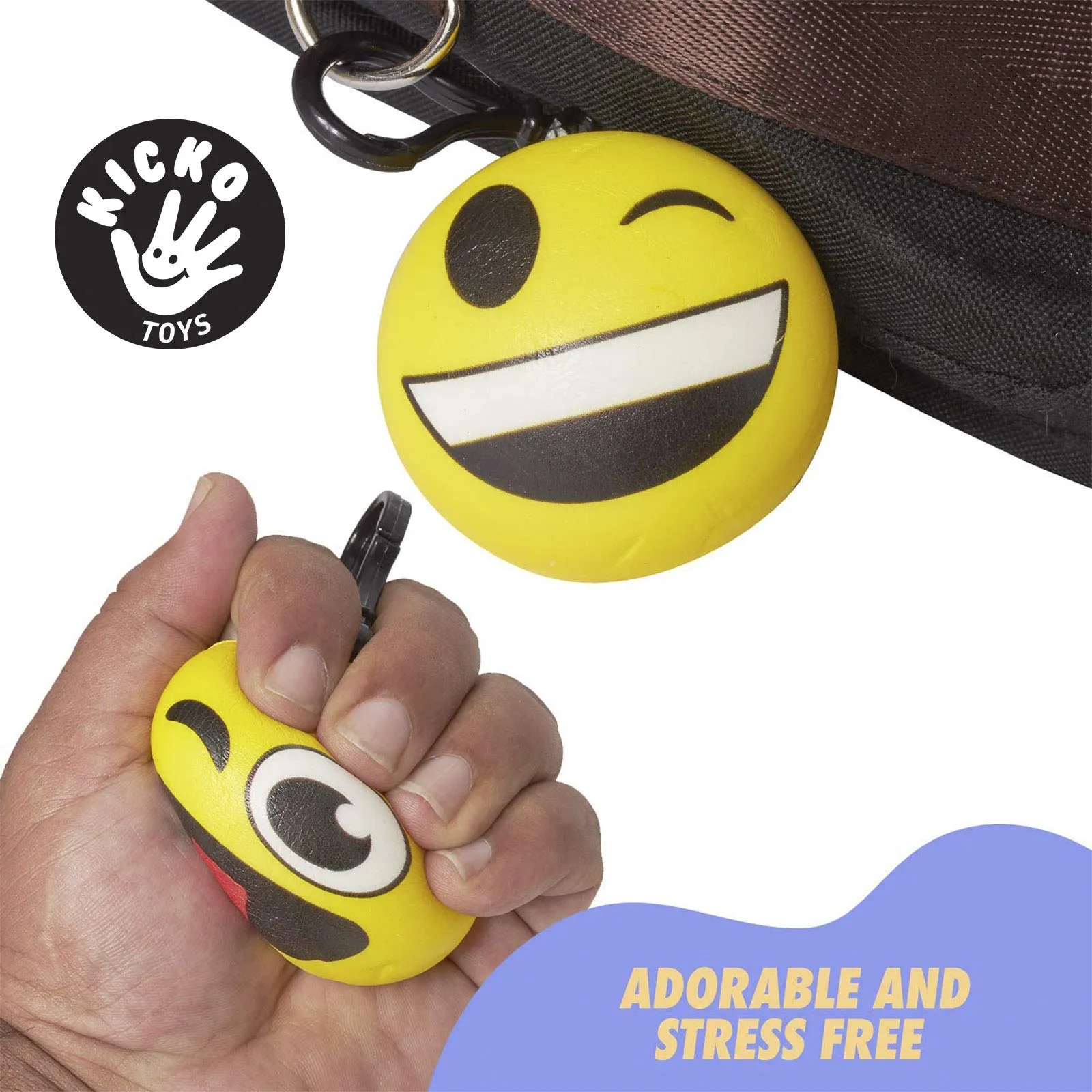 Kicko Emoticon Squish Backpack Clip - 12 Pack Emoticon Plush Keychain - Cute Emoji