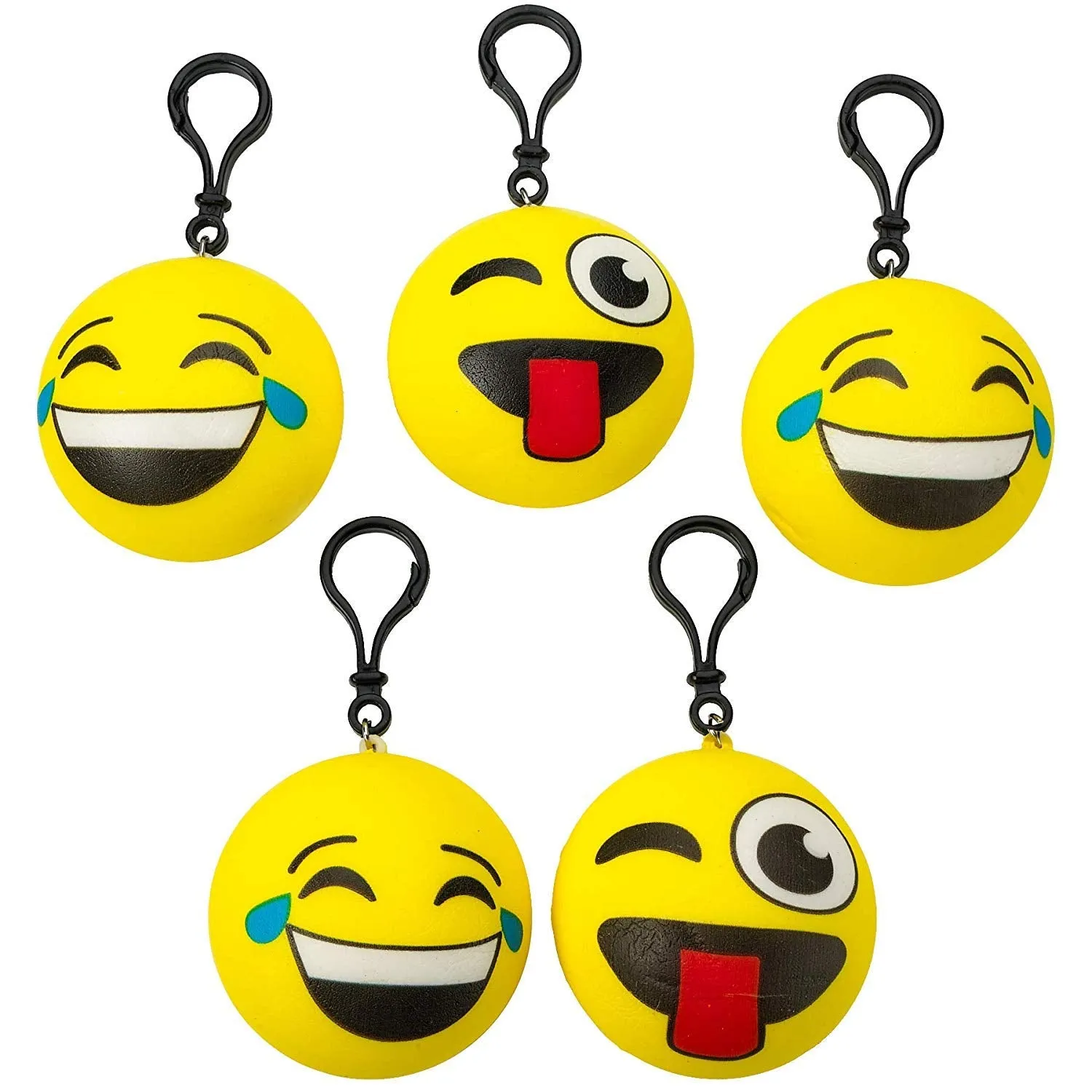 Kicko Emoticon Squish Backpack Clip - 12 Pack Emoticon Plush Keychain - Cute Emoji