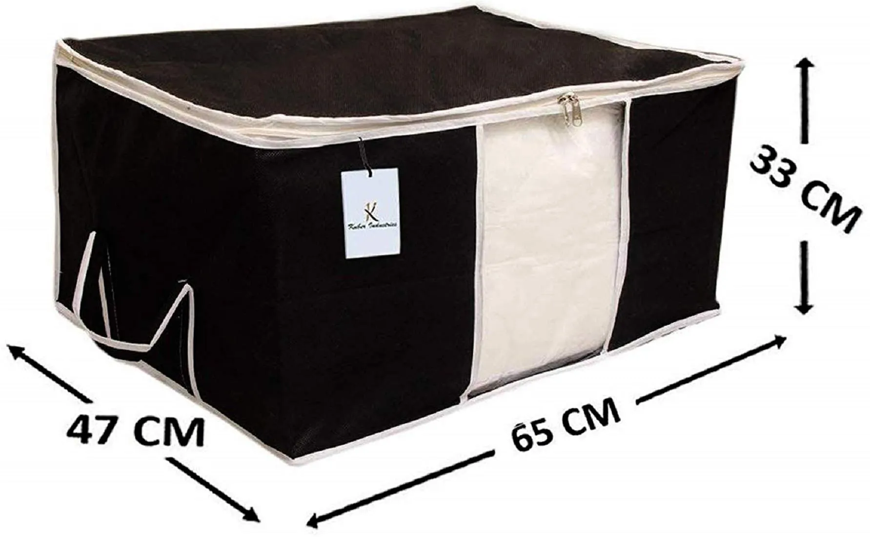 Kuber Industries Non Woven 2 Pieces Saree Cover and 2 Pieces Underbed Storage Bag, Cloth Organizer for Storage, Blanket Cover Combo Set (Black) -CTKTC038464