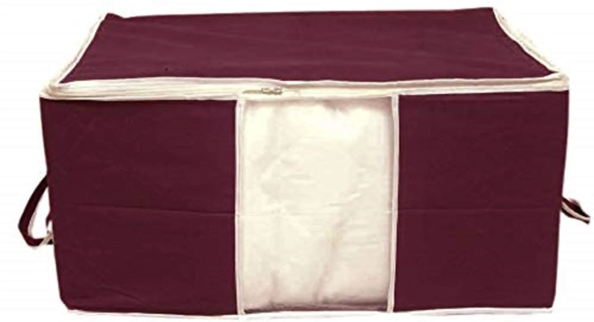 Kuber Industries Non Woven 2 Pieces Saree Cover and 2 Pieces Underbed Storage Bag, Cloth Organizer for Storage, Blanket Cover Combo Set (Maroon) - CTKTC038451