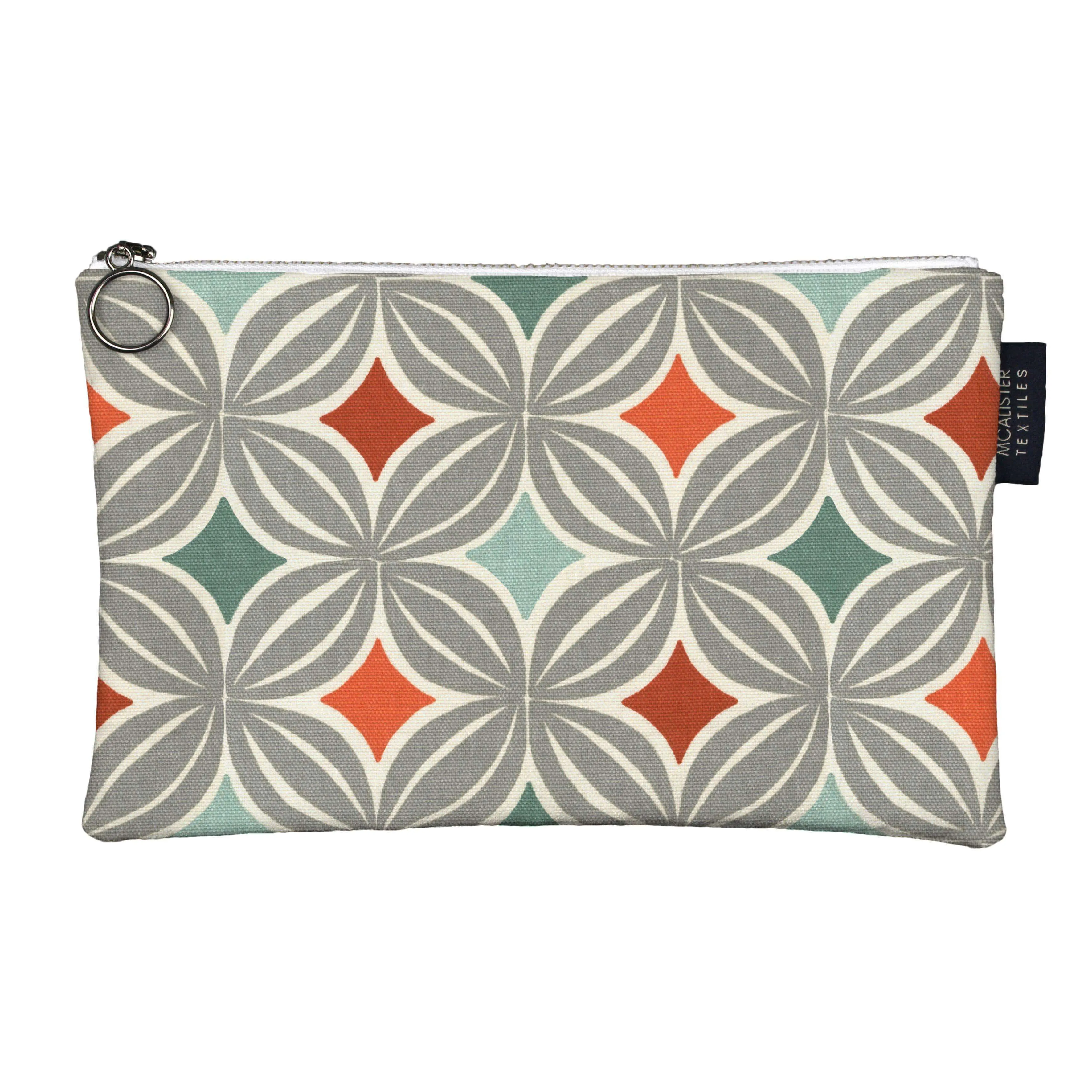 Laila Orange   Teal Makeup Bag - Large